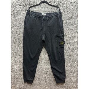Stone Island Authentic Compass Patch Drawstring Track Pants Black Mens Size XL